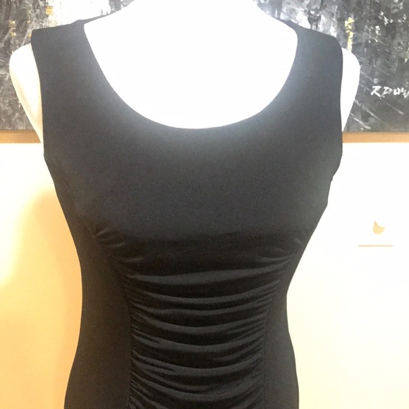Calvin Klein Black Draped Pleats Front and Back Sheath Dress - No Size Tag - Picture 3 of 14